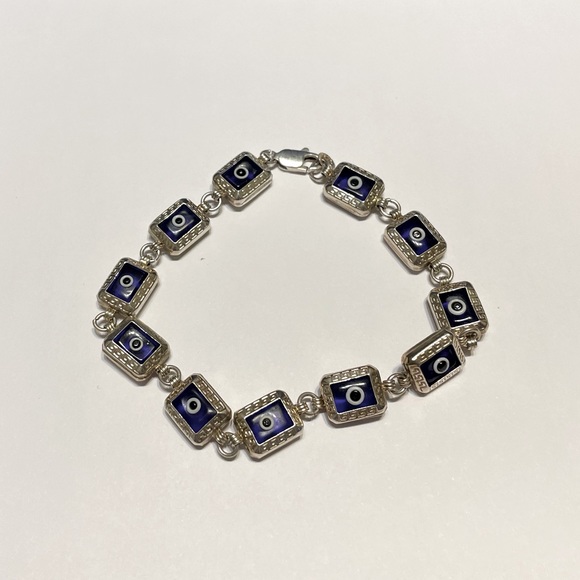 925 Silver Unique Evil Eye Bracelet - Picture 14 of 14
